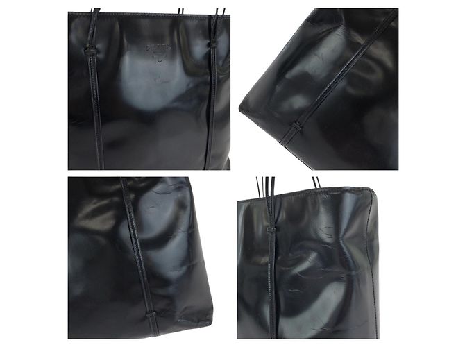 Borsa Tote Prada Nera Smalto Nero - vista 6