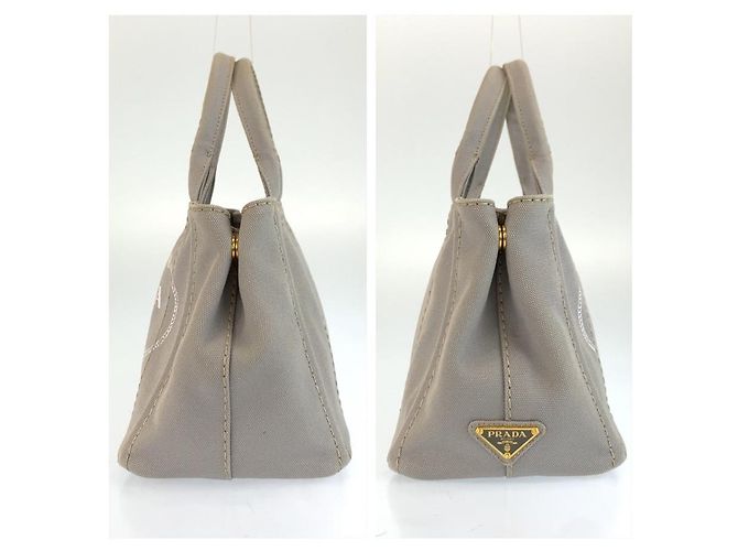 Bolso Tote Prada Canapa Triangle Logo Gris - vista 8