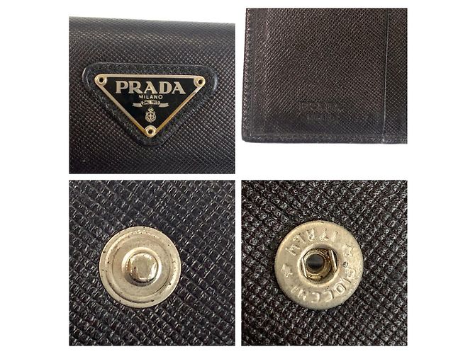 Prada Saffiano Compact Wallet Black - view 5