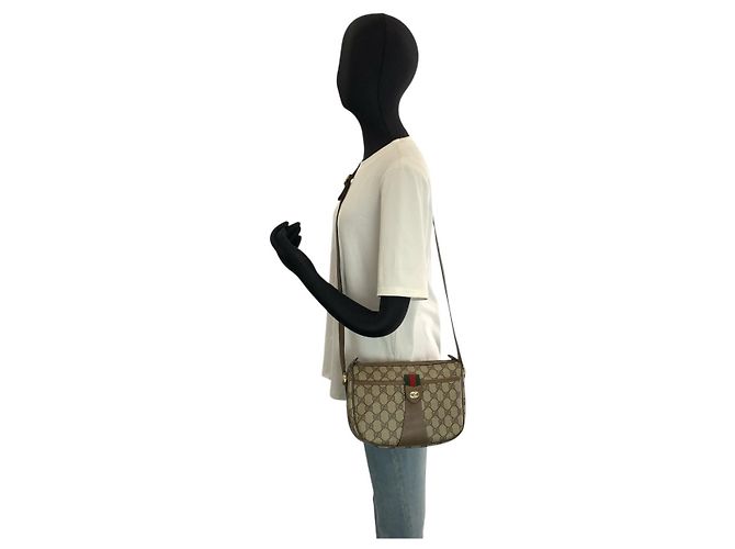 Bolsa de Ombro Gucci Vintage Sherry Line Marrom Bege - vista 6