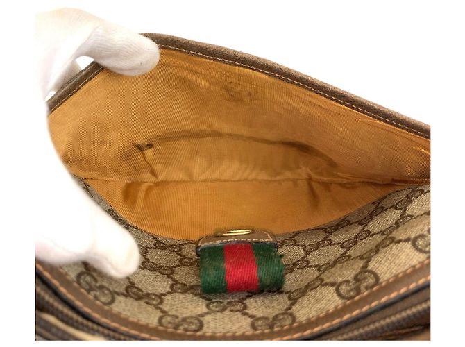 Bolsa de Ombro Gucci Vintage Sherry Line Marrom Bege - vista 9