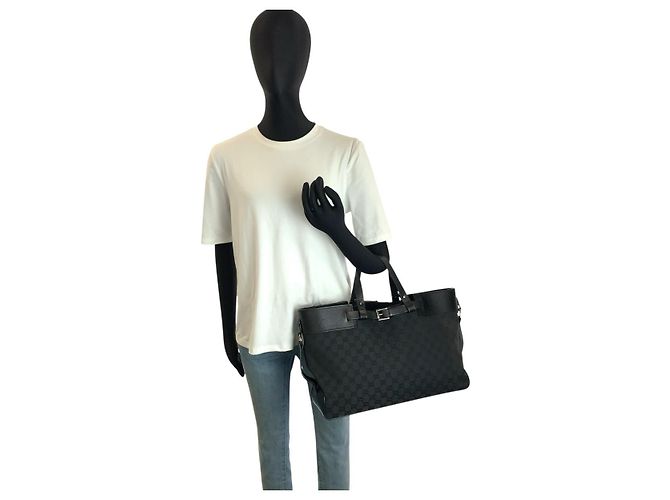 Borsa tote Gucci GG Canvas nera Nero - vista 6
