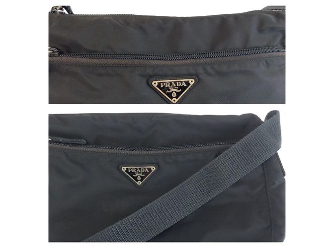 Bolso de hombro Prada Tessuto con logotipo triangular Negro - vista 6