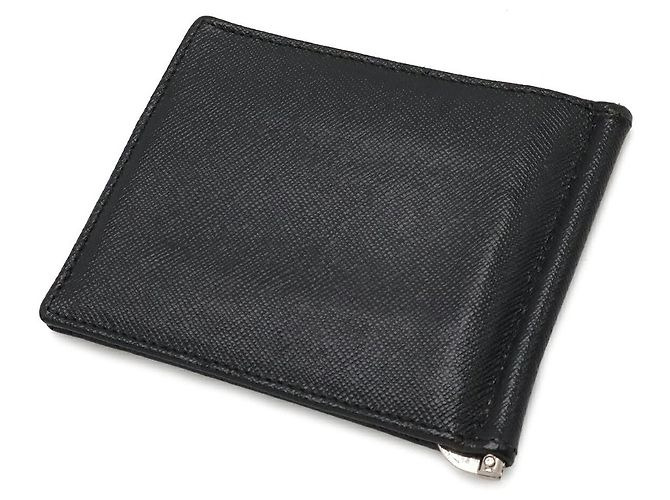 Prada Saffiano Bi-Fold Geldbeutel mit Geldclip Schwarz - Ansicht 2