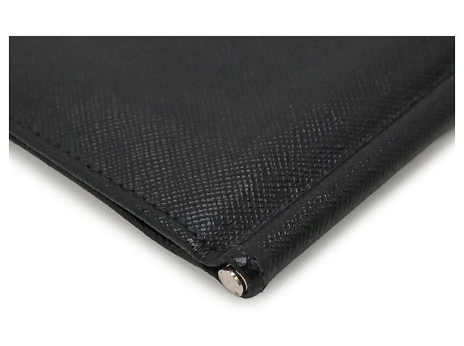 Prada Saffiano Bi-Fold Geldbeutel mit Geldclip Schwarz - Ansicht 3