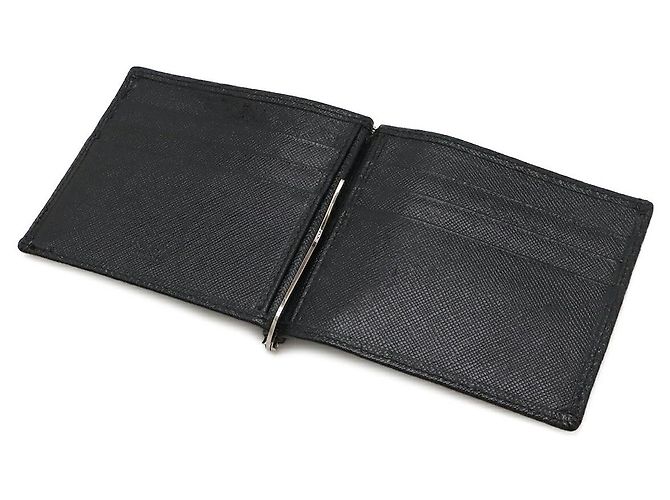 Prada Saffiano Bi-Fold Geldbeutel mit Geldclip Schwarz - Ansicht 4
