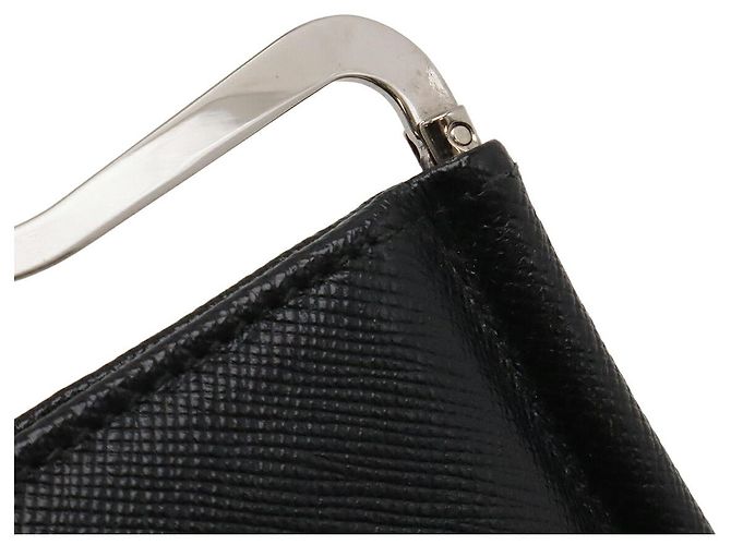 Prada Saffiano Bi-Fold Geldbeutel mit Geldclip Schwarz - Ansicht 7