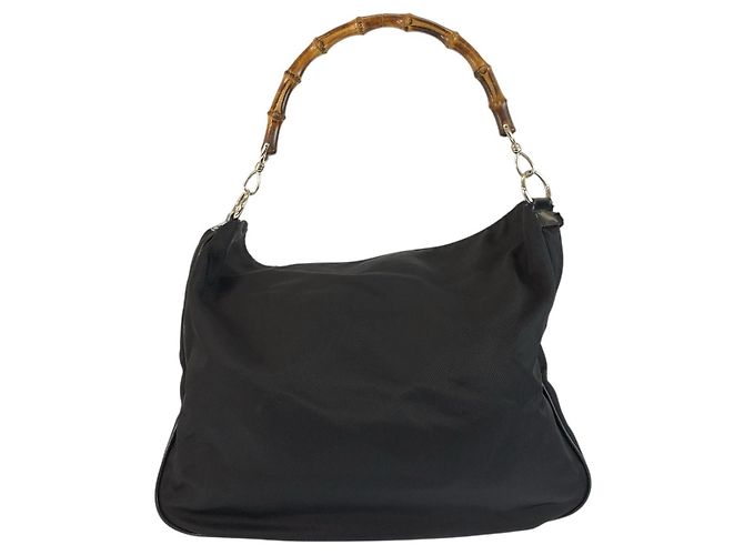 Borsa a spalla Gucci in nylon nero - vista 2