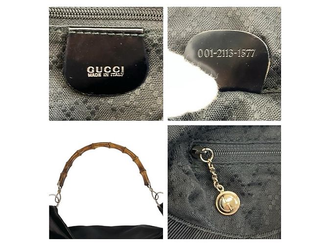 Borsa a spalla Gucci in nylon nero - vista 3