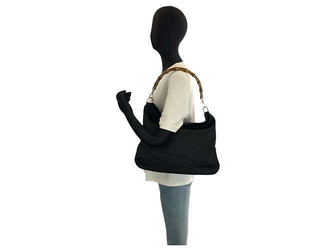 Borsa a spalla Gucci in nylon nero - vista 7