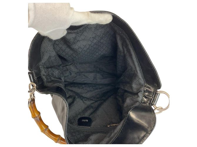 Borsa a spalla Gucci in nylon nero - vista 9
