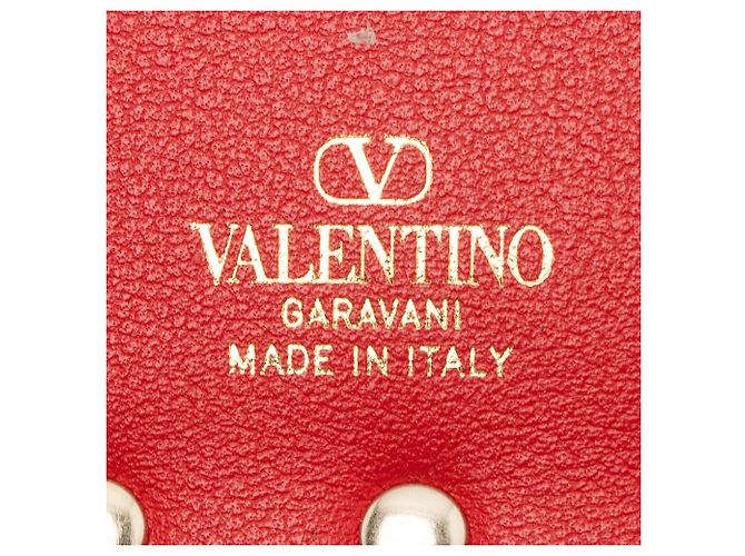 Valentino Garavani Portafoglio bifold Valentino in vitello Rockstud Rosso - vista 6