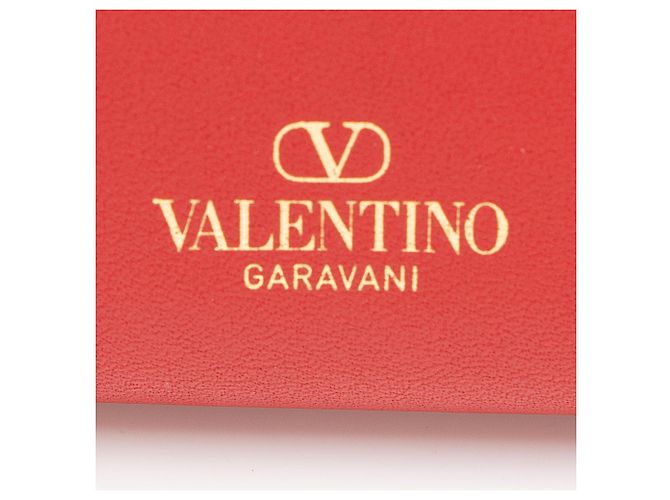 Valentino Garavani Portafoglio bifold Valentino in vitello Rockstud Rosso - vista 7