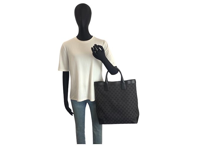 Borsa Tote Gucci GG Canvas Nero - vista 7