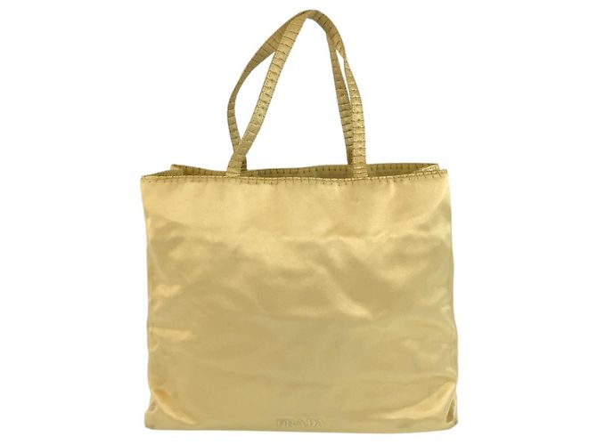 Saco tote Prada em cetim amarelo - vista 2