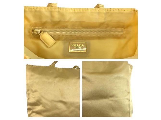 Saco tote Prada em cetim amarelo - vista 6