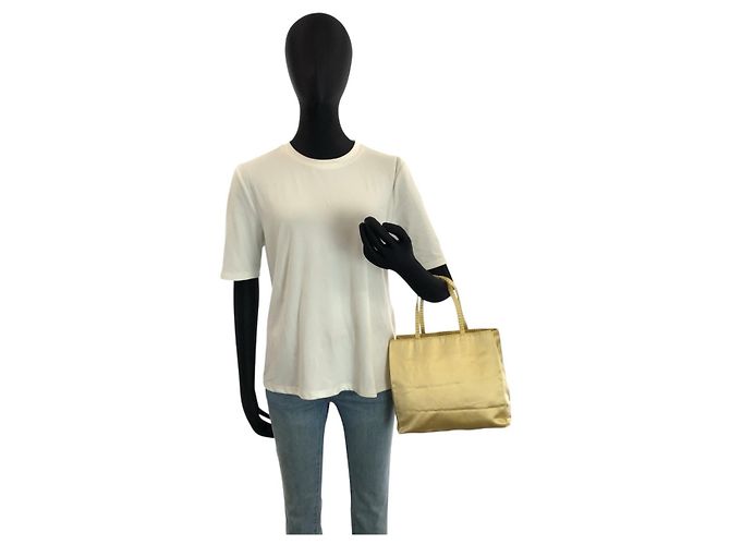 Saco tote Prada em cetim amarelo - vista 7