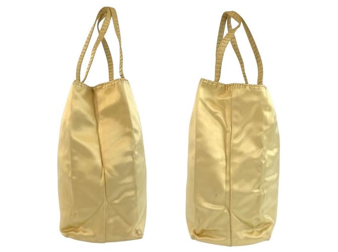Saco tote Prada em cetim amarelo - vista 8