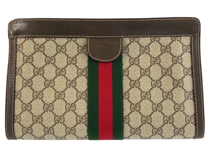 Pochette Gucci Marrone Beige in Tela - vista 2