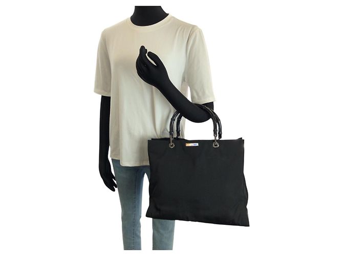Gucci Bamboo Nylon Tote Bag Schwarz - Ansicht 7