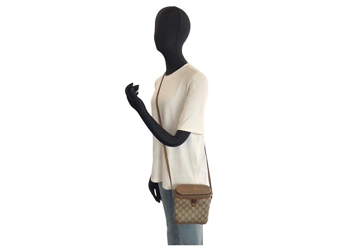 Borsa a tracolla Gucci Sherry Line Marrone Beige - vista 6