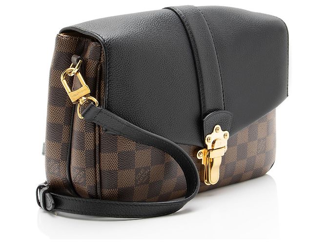 Borsa a tracolla Louis Vuitton Damier Ebene Calfskin Clapton PM Nero - vista 2