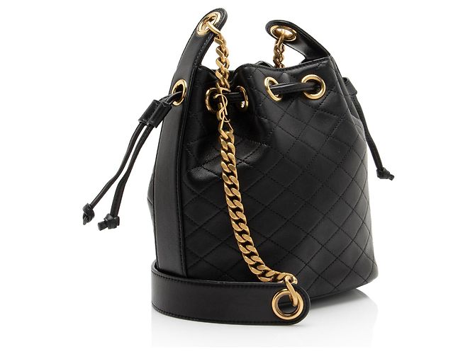 Autre Marque Borsa bucket piccola Cassandre Saint Laurent in pelle di agnello matelassé Nero - vista 2