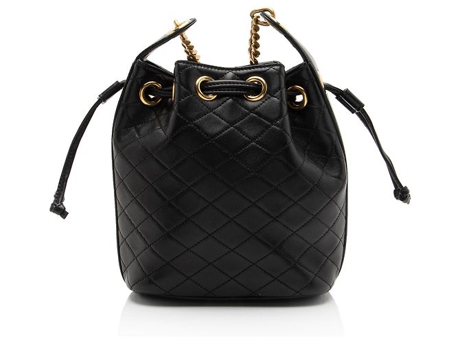 Autre Marque Borsa bucket piccola Cassandre Saint Laurent in pelle di agnello matelassé Nero - vista 3