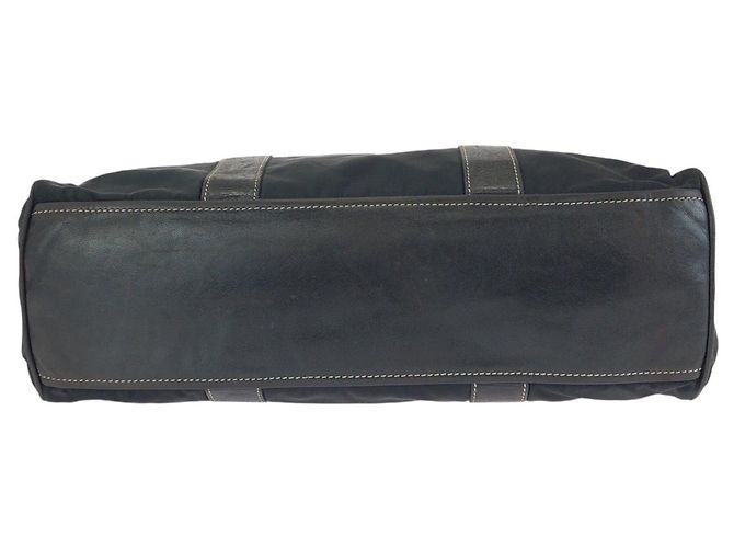 Borsa Tote Prada Tessuto con logo triangolare Nero - vista 10