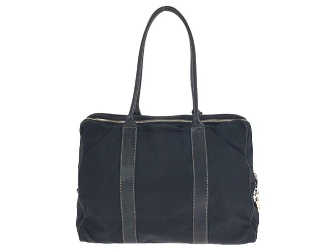 Borsa Tote Prada Tessuto con logo triangolare Nero - vista 2