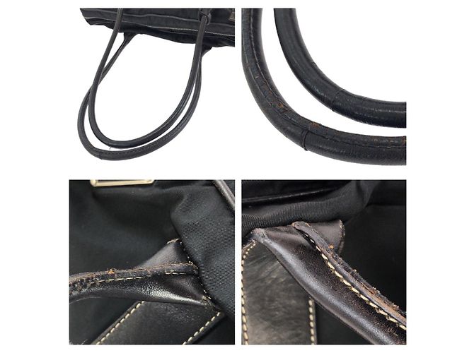 Borsa Tote Prada Tessuto con logo triangolare Nero - vista 6