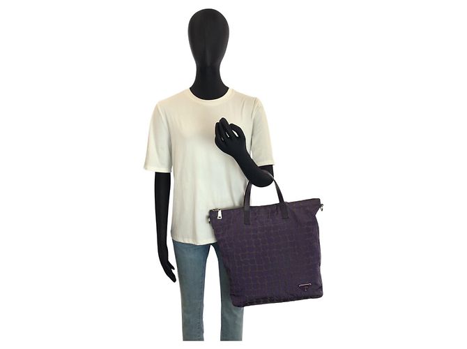 Tote Sac cabas Prada en nylon violet - vue 6