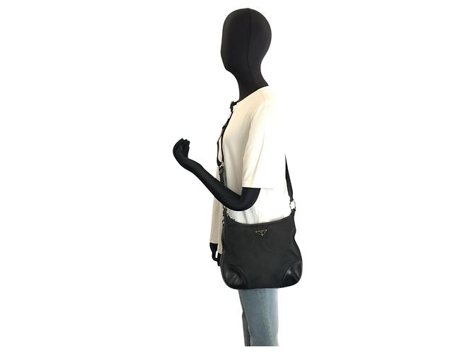 Borsa a tracolla Prada Tessuto Nero - vista 6