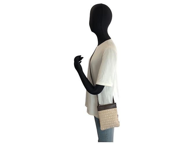 Bulgari Borsa a tracolla Bvlgari Logo Mania Marrone Beige - vista 5