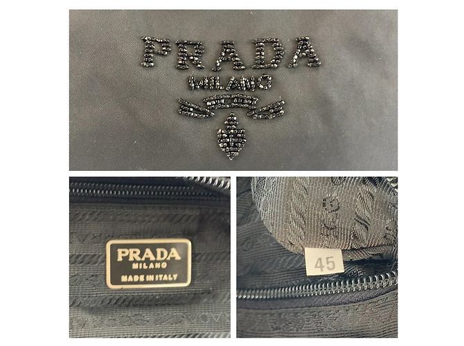 Sac à main Prada Tessuto Beads Logo Noir - vue 3