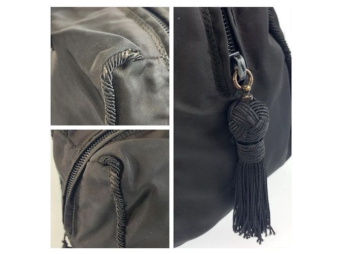 Sac à main Prada Tessuto Beads Logo Noir - vue 5