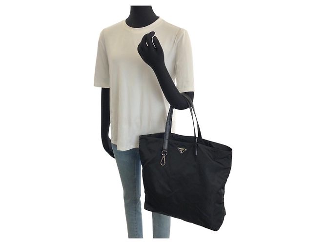 Saco Tote Prada Tessuto Saffiano Preto - vista 7