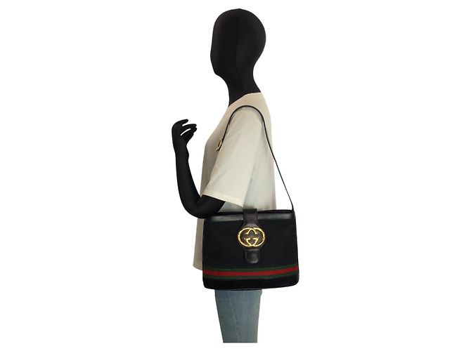 Bolsa de Ombro Gucci Micro GG Interlocking Preto - vista 7