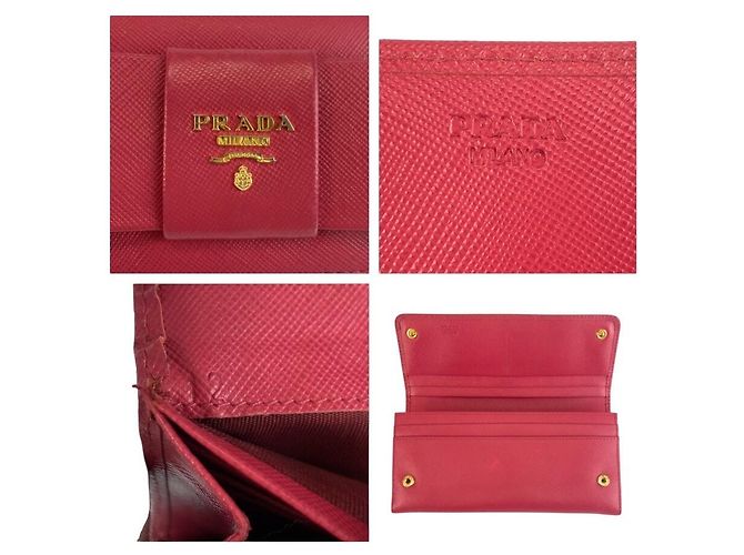 Portafoglio lungo Prada Saffiano Ribbon Rosa - vista 3
