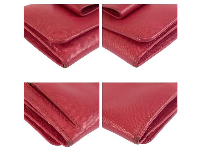 Portafoglio lungo Prada Saffiano Ribbon Rosa - vista 7
