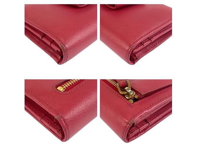 Portafoglio lungo Prada Saffiano Ribbon Rosa - vista 8