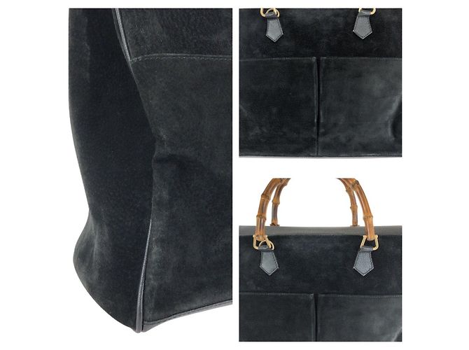 Borsa Tote Gucci Bamboo 2 vie Nero - vista 5