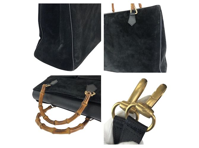 Borsa Tote Gucci Bamboo 2 vie Nero - vista 6