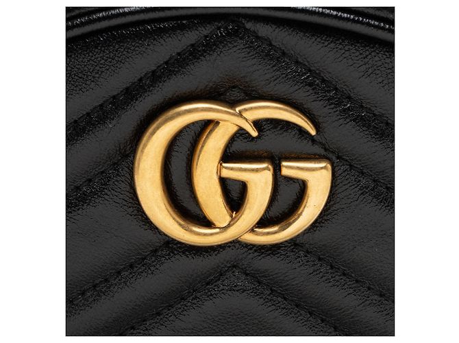 Bolsa de Ombro Mini Redonda GG Marmont em Couro Matelassé Gucci Preto - vista 9