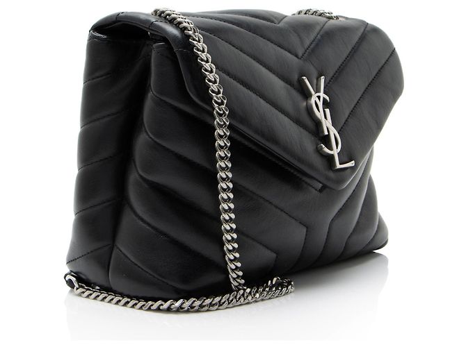Autre Marque Borsa a tracolla Small LouLou in pelle di vitello matelassé con monogramma Saint Laurent Nero - vista 2