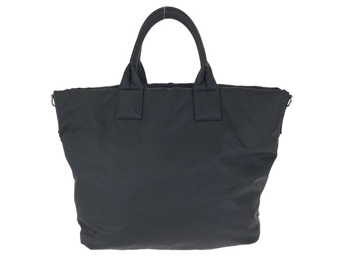Borsa Tote Doppia Prada Tessuto Nero - vista 2