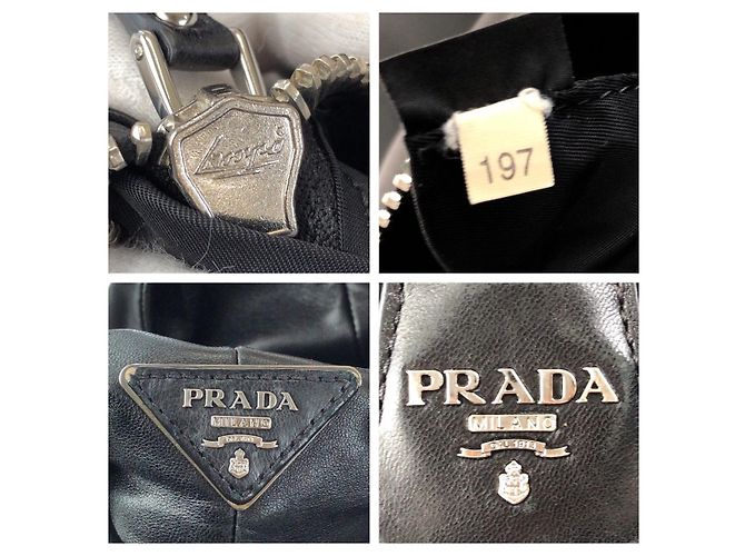 Borsa Tote Doppia Prada Tessuto Nero - vista 4