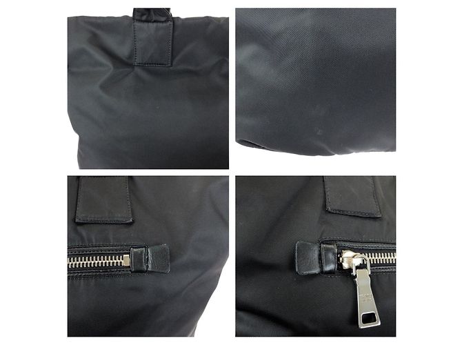Borsa Tote Doppia Prada Tessuto Nero - vista 5