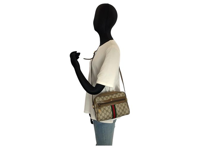 Borsa a tracolla Gucci Sherry Line Marrone Beige - vista 5