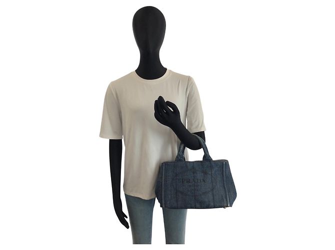 Saco Tote Prada Canapa Azul - vista 6